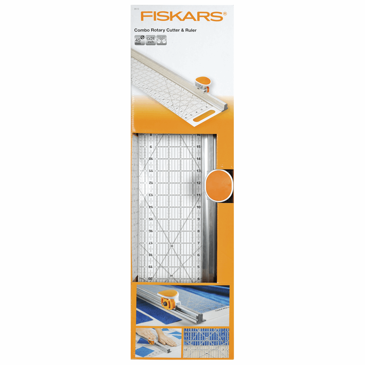 Fiskars Rotary Cutter & Ruler Combo: 45mm Diameter: 15 x 61cm